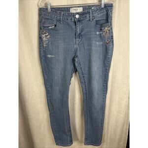 VGS Denim For All Time Jeans Womens 10 Skinny Thick Stitch Embroidered